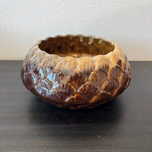 Judy of California Brown Drip Glaze Console Bowl Planter // 10" Large J4